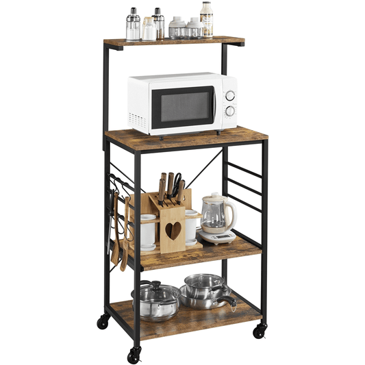 Renwick Rejilla para Panadero de Cocina de Metal de 50" de Alto con Ganchos Laterales, MarrÃ³n RÃºstico