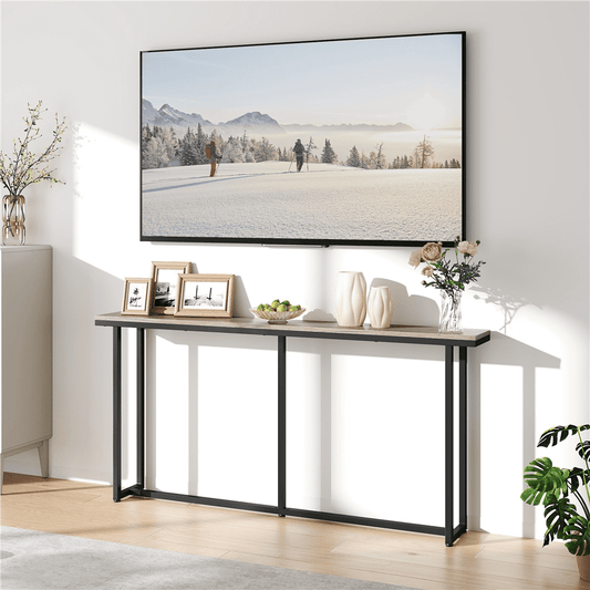 Renwick 71" L Modern Extended Console Table for Hallway Living Room, Gray