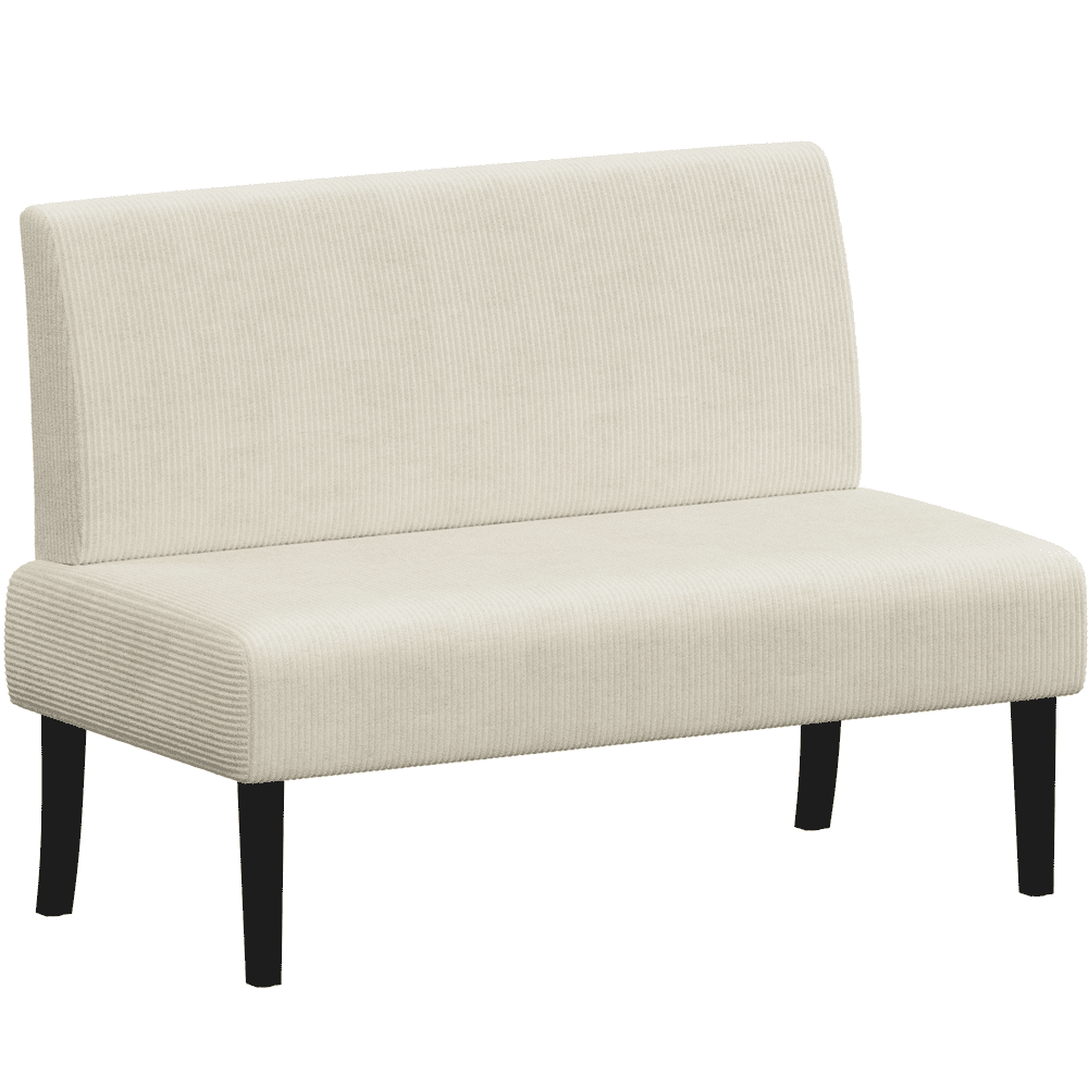 Renwick Corduroy Armless Loveseat with Strong Rubberwood Legs & USB Ports for Small Spaces, Beige