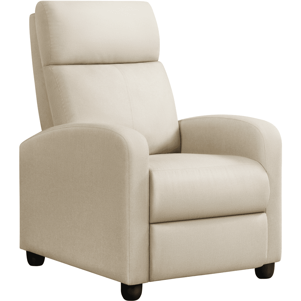 Renwick Fabric Push Back Theater Recliner Chair with Footrest, Gray