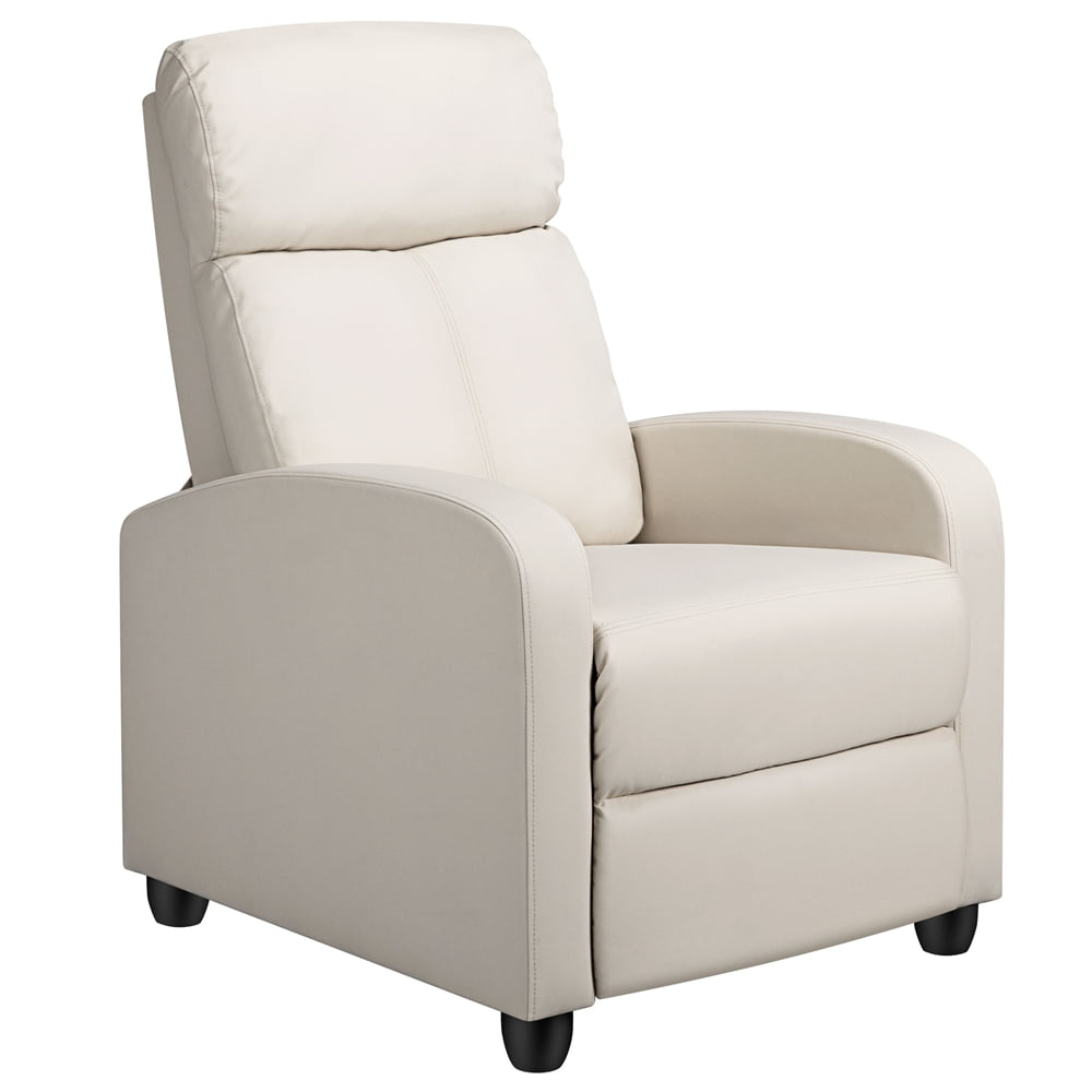 Renwick Faux Leather Push Back Theater Recliner, Black
