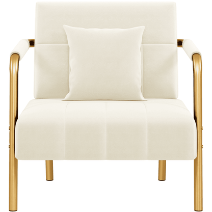 Renwick Velvet Accent Armchair with Cozy Pillow, Pink
