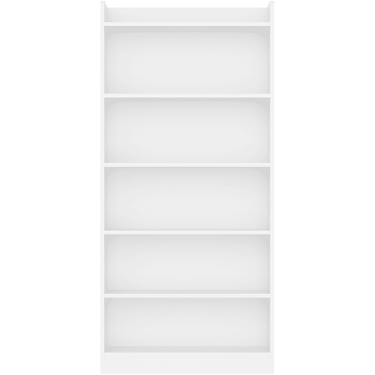 Renwick Wooden 6 Layer Modern Open Shelf Bookcase with Top Compartment, White