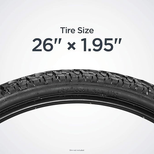 Replacement Bike Tire, 26" x 1.95" All-Terrain Mountain Bike Tire, Wide & Blocky Knobs, Puncture Guard, Fits Internal Rim Widths 19mm-29mm, PSI Range 40 to 65