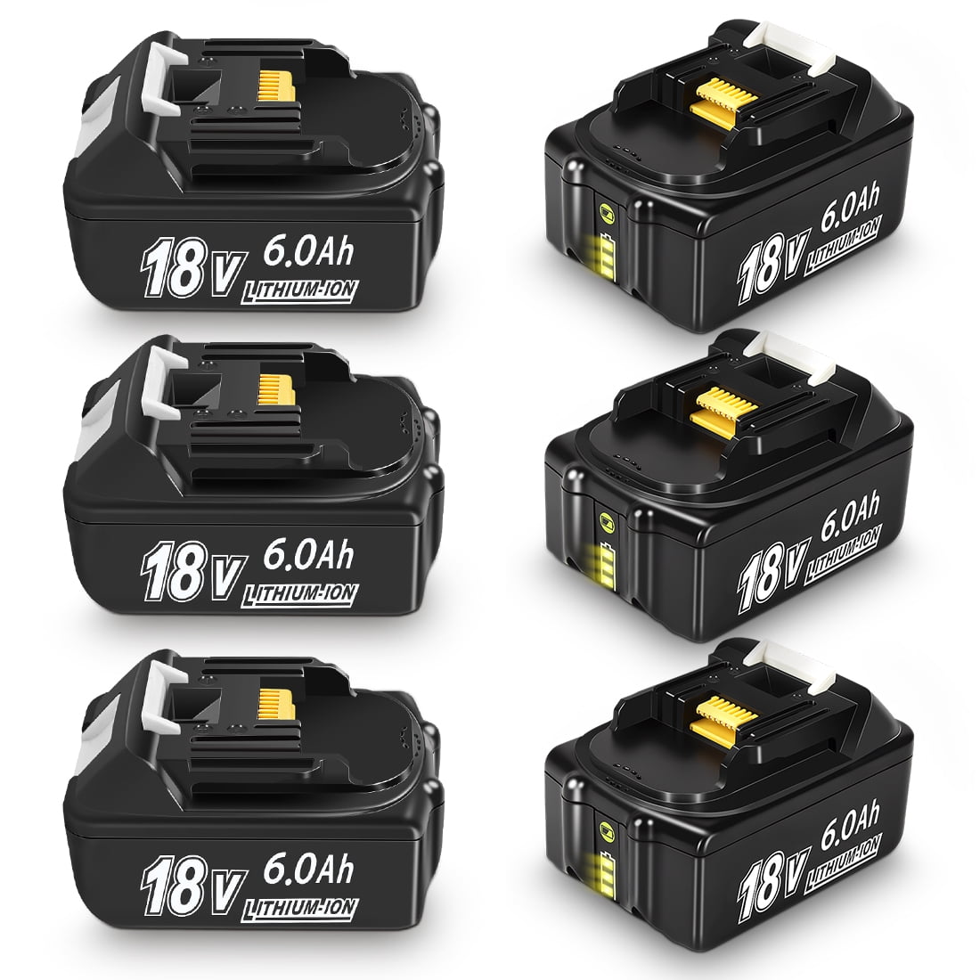 Replacement for Makita BL1860B 18V 6.0Ah Power Tool Battery, 6 Count, 6 Pack for Makita 18V tools