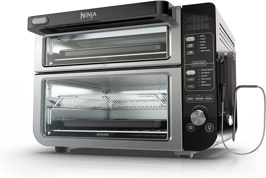 Restored Ninja DCT401 12-in-1 Double Oven with FlexDoor, FlavorSeal & Smart Finish, Rapid Top Convection, Air Fry Bottom , Bake, Roast, Toast, Stainless Steel (Refurbished)