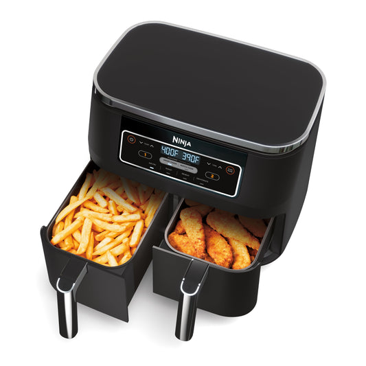 Restored Ninja DZ100 Foodi® 4-in-1, 8-Qt., 2-Basket Air Fryer with DualZone™ Technology (Black) (Refurbished)