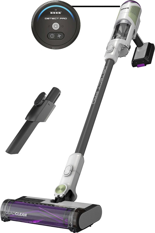 Restored Shark R-IW1615QGN Detect Pro Cordless HEPA QuadClean Multi-Surface Stick Vacuum, Grey/Tea Green - (Refurbished)