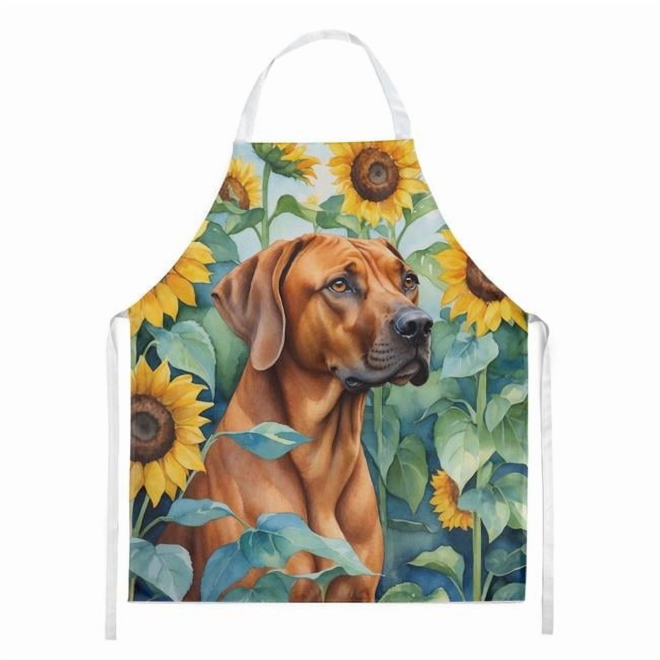 Rhodesian Ridgeback in Sunflowers Apron 27 in x 30 in