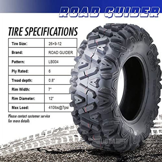 Road Guider One New ATV/UTV Tire 26x9-12 26x9x12 6PR 10277