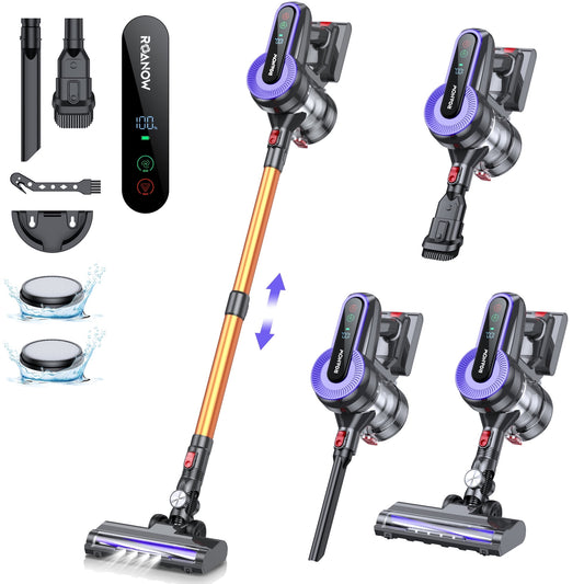 Roanow Cordless Vacuum Cleaner, 38KPA/55Min, Lightweight  Stick Vacuum Cleaner for Home Hardwood Floor, Carpet and Pet Hair