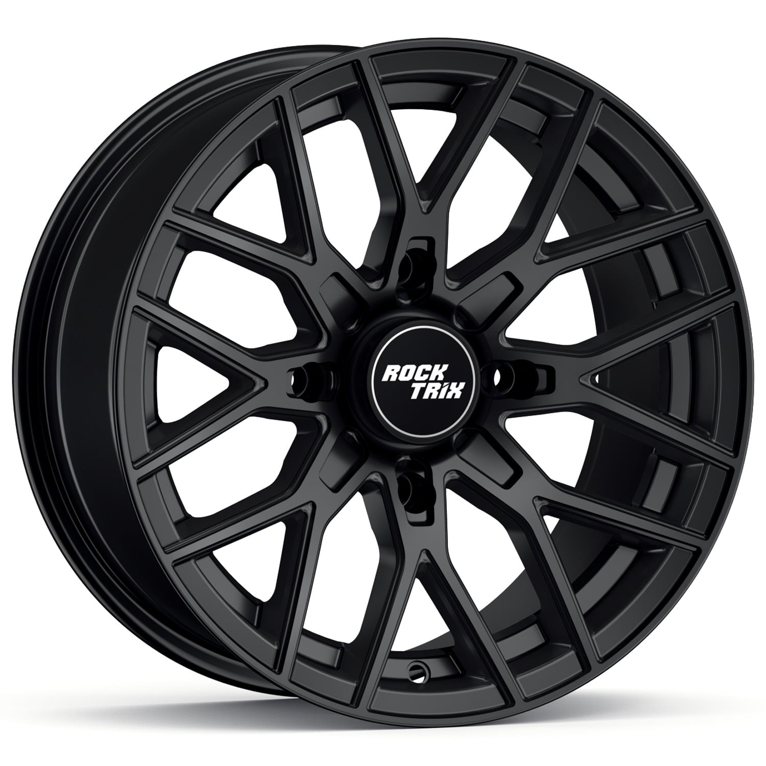 RockTrix RT104 15in Wheel 15x7, 4x156 Bolt Pattern, 4+3 offset, ATV UTV SxS Rim, Compatible with Polaris Sportsman RZR Ranger Ranger Crew, 4/156 Matte Black