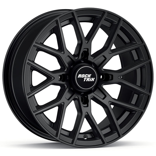 RockTrix RT104 15in Wheel 15x7, 4x156 Bolt Pattern, 4+3 offset, ATV UTV SxS Rim, Compatible with Polaris Sportsman RZR Ranger Ranger Crew, 4/156 Matte Black