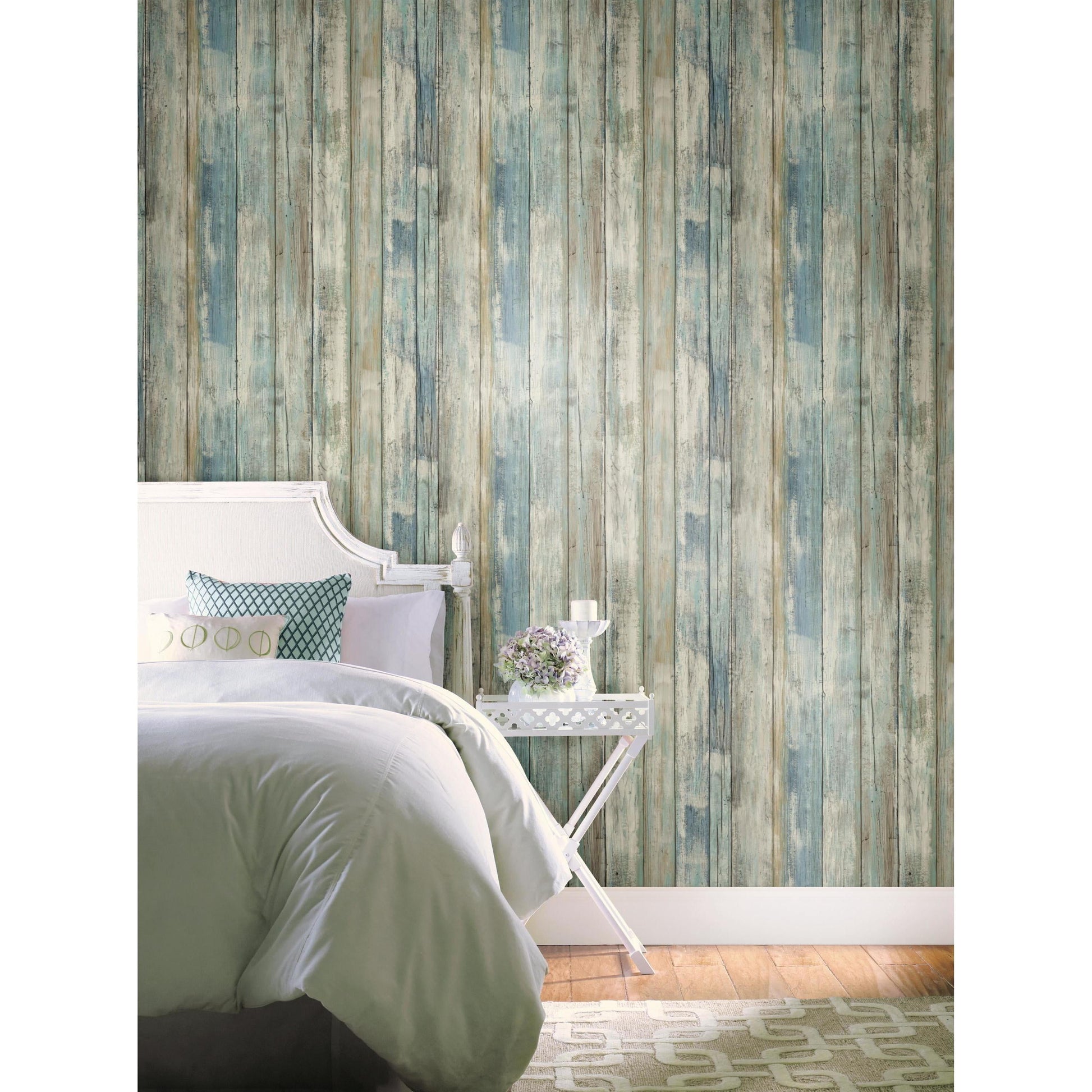 Roommates Blue Distressed Wood Peel and Stick Wall DÃ¯Â¿Â½cor Wallpaper, 2-pack