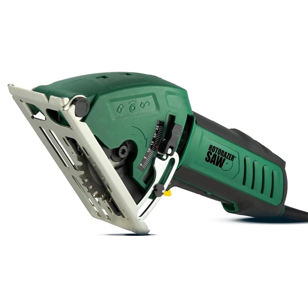 Rotorazer Compact Circular Saw Set with 3.35in Blades, Dust Collector & Case, As Seen On TV Green