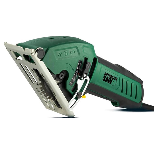 Rotorazer Compact Circular Saw Set with 3.35in Blades, Dust Collector & Case, As Seen On TV Green