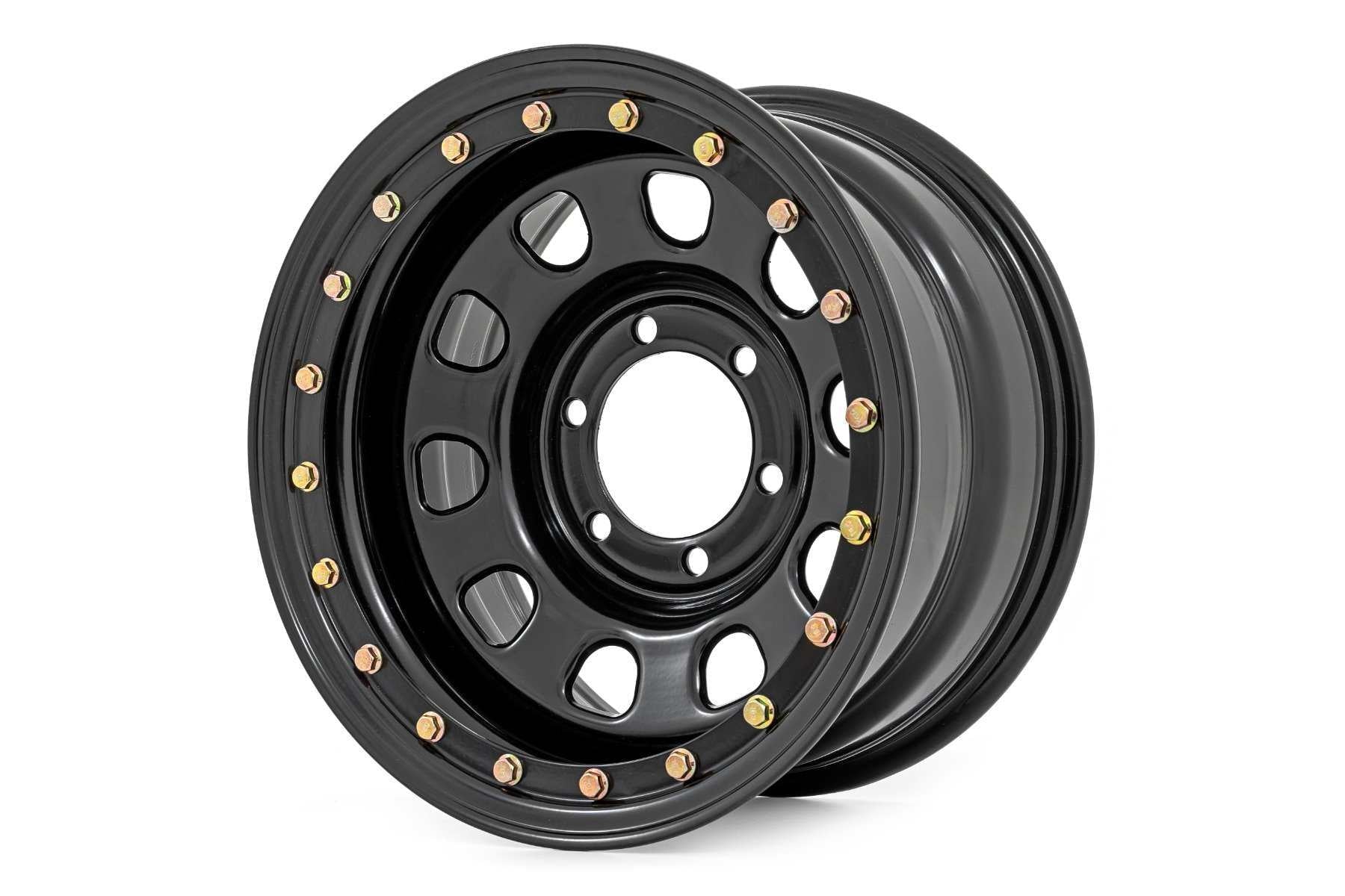 Rough Country Black Simulated Beadlock Steel Wheel | 15x8 | 5x4.5 - RC158545SL