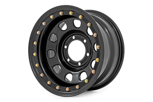 Rough Country Black Simulated Beadlock Steel Wheel | 15x8 | 5x4.5 - RC158545SL