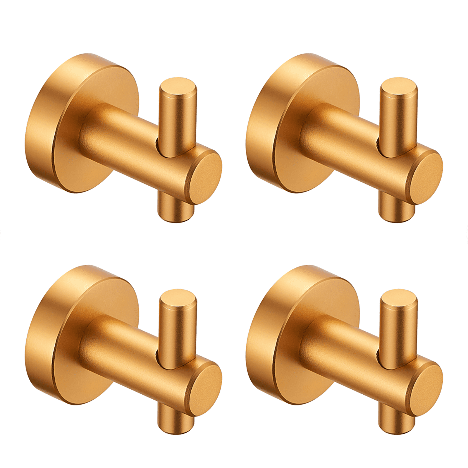 Round Base Wall Hanging Hook with Screws- Brushed Gold Hook, 4 Pack, for Entry Shoe Cabinet, Wardrobe Bathroom Bedroom Furniture Hardware [Unable ship on weekends+usps/fedex]