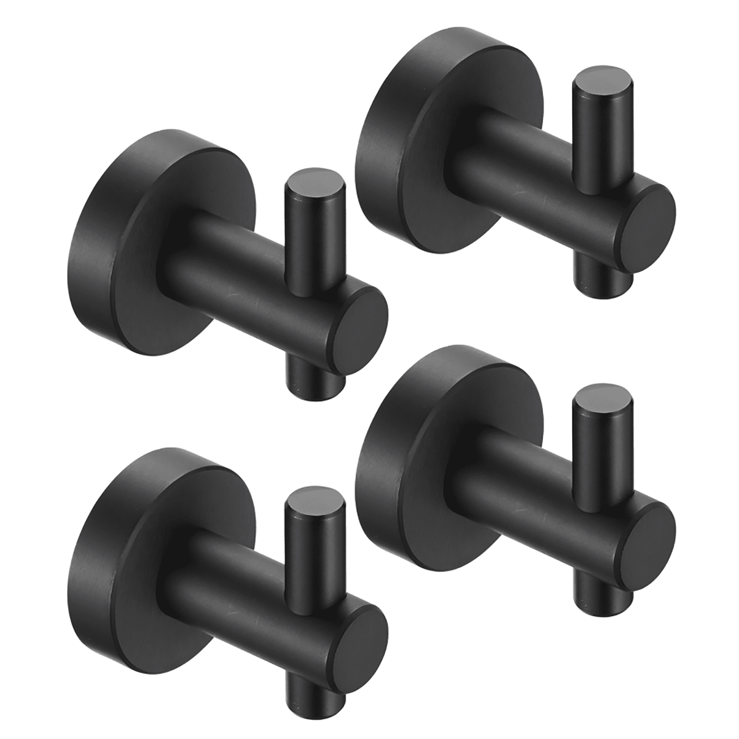 Round Base Wall Hanging Hook with Screws- Matte Black Hook, 4 Pack, for Entry Shoe Cabinet, Wardrobe Bathroom Bedroom Furniture Hardware [Unable ship on weekends+usps/fedex]