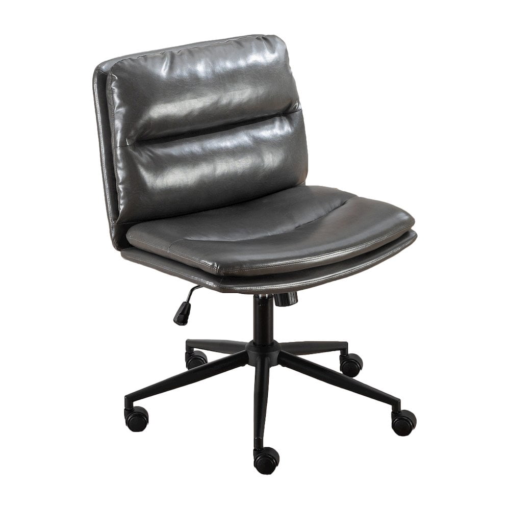 Roundhill Furniture Bizerte Adjustable Swivel Criss Cross, Wide Seat Office or Vanity Chair, Gray