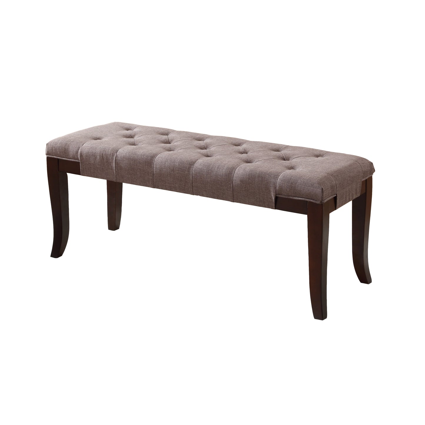 Roundhill Furniture Linon Fabric Tufted and Wood Bench in Brown