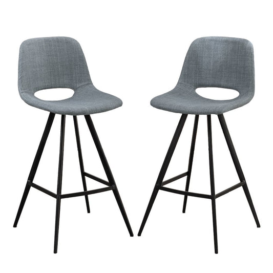 Roundhill Furniture Porth Fabric Kitchen 28.25" Barstools, Set of 2, Gray