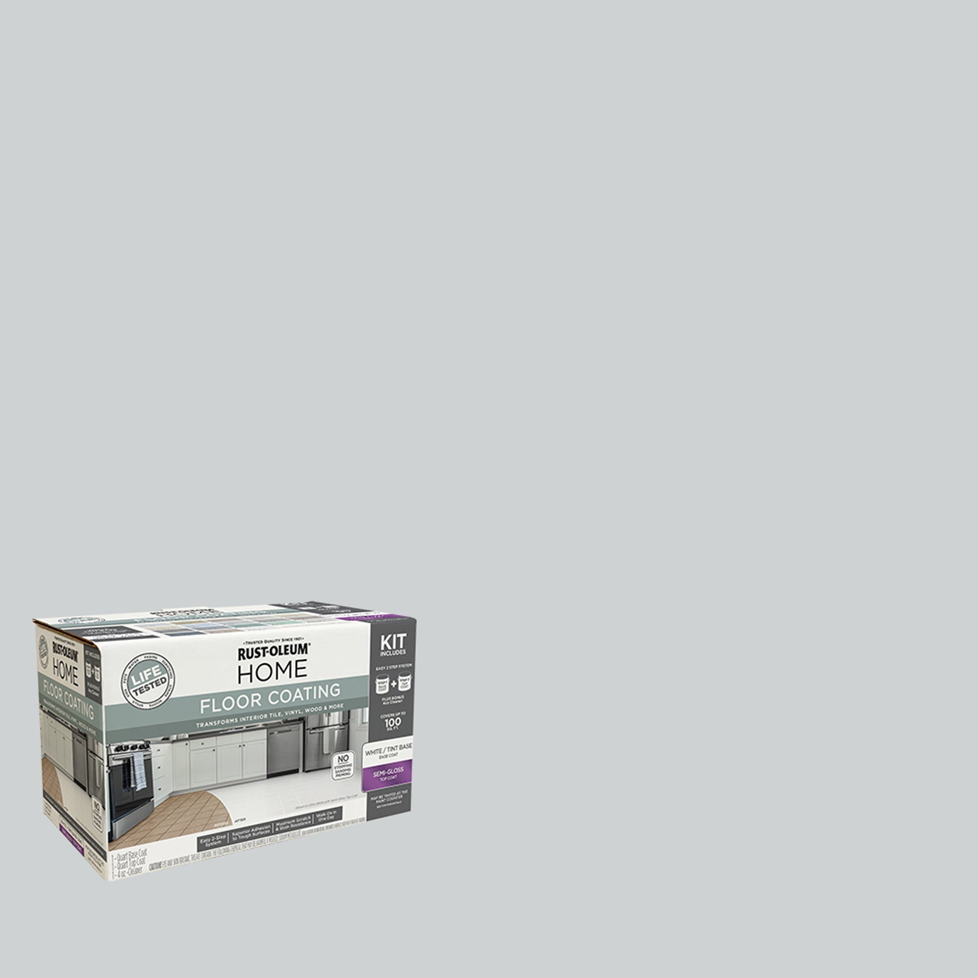 Rust-Oleum Home Semi-Gloss Oyster Shell Interior Floor Coating Kit-363692T, Quart