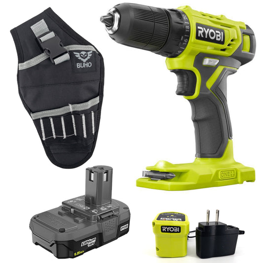 Ryobi 18-Volt ONE+ P215K 3/8" Drill Driver, 1.5 Ah, Lithium-Ion, Battery and Charger, 2 Piece