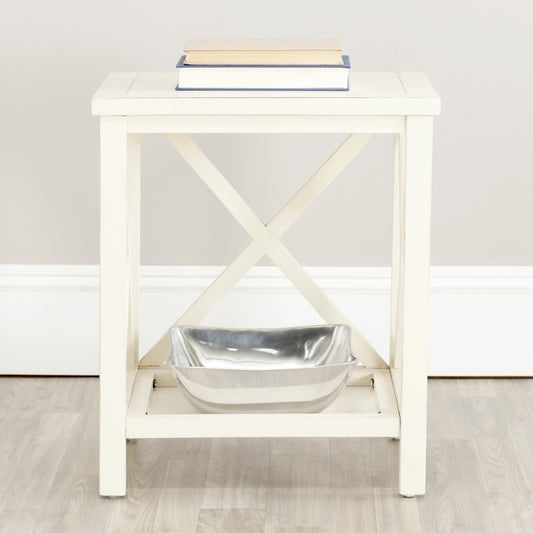 SAFAVIEH Candence Nautical Cross Back End Table, Slate Teal