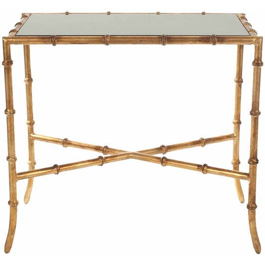 SAFAVIEH Chandler 21 in. H Cross Base Accent Table, Gold/Black Glass