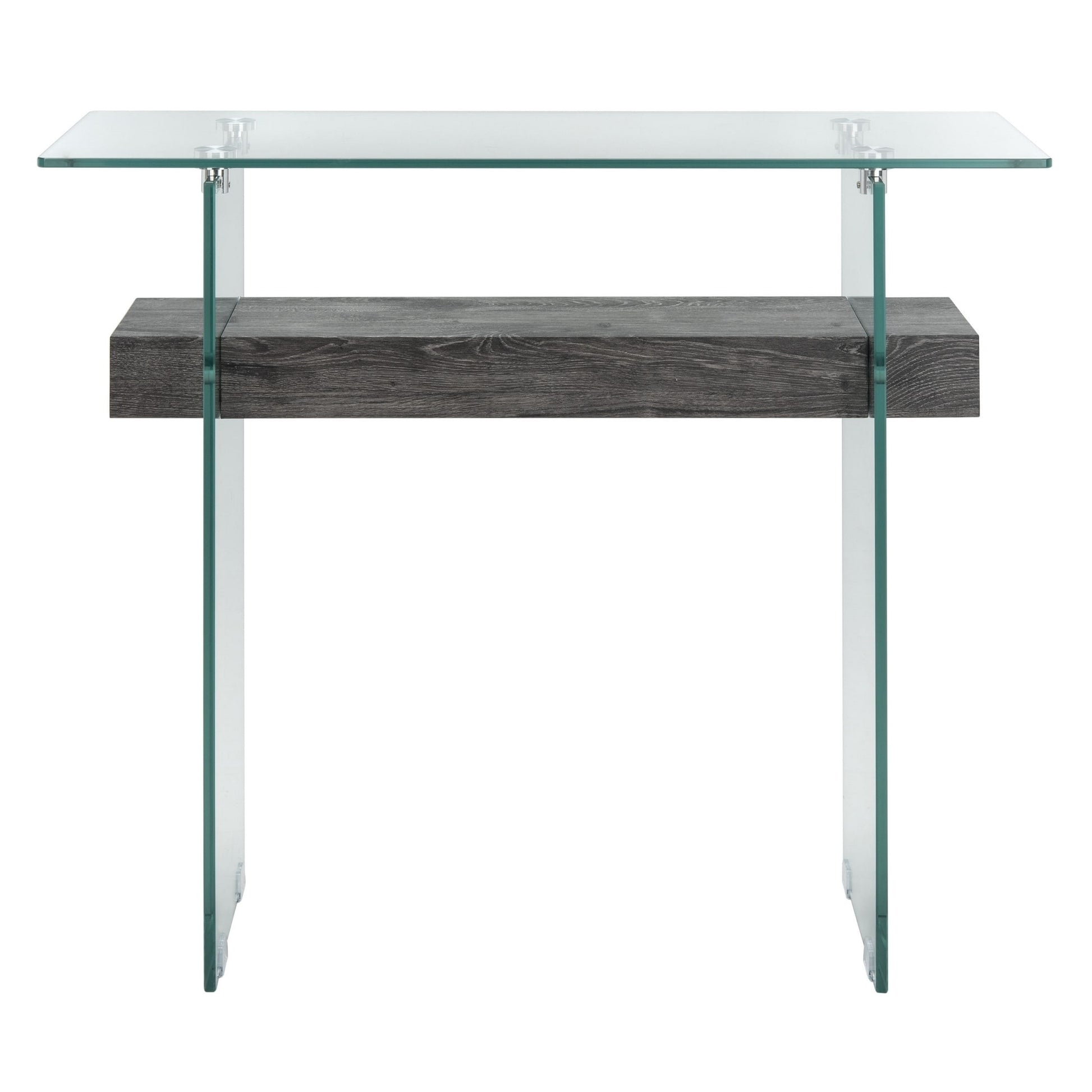 SAFAVIEH Kayley Rectangular Modern Glass Console Table, Black Oak