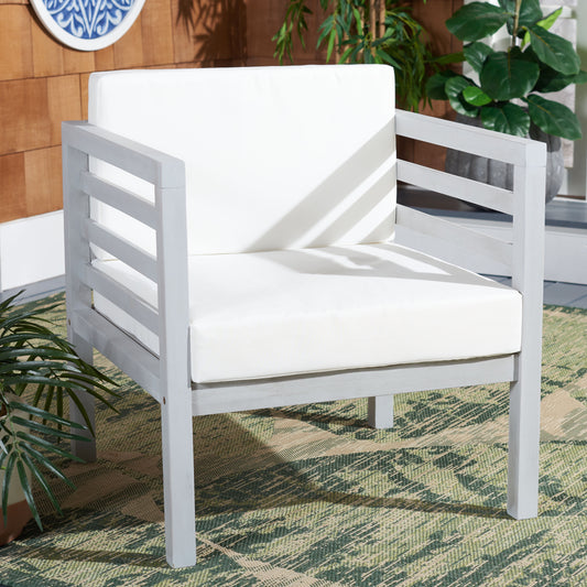 SAFAVIEH Kinnell Outdoor Patio Armchair, Grey/Beige