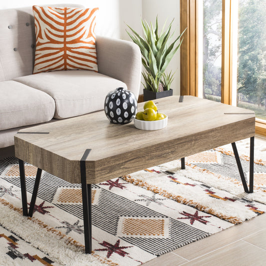 SAFAVIEH Liann Rustic Mid-Century Wood Top Coffee Table, Brown