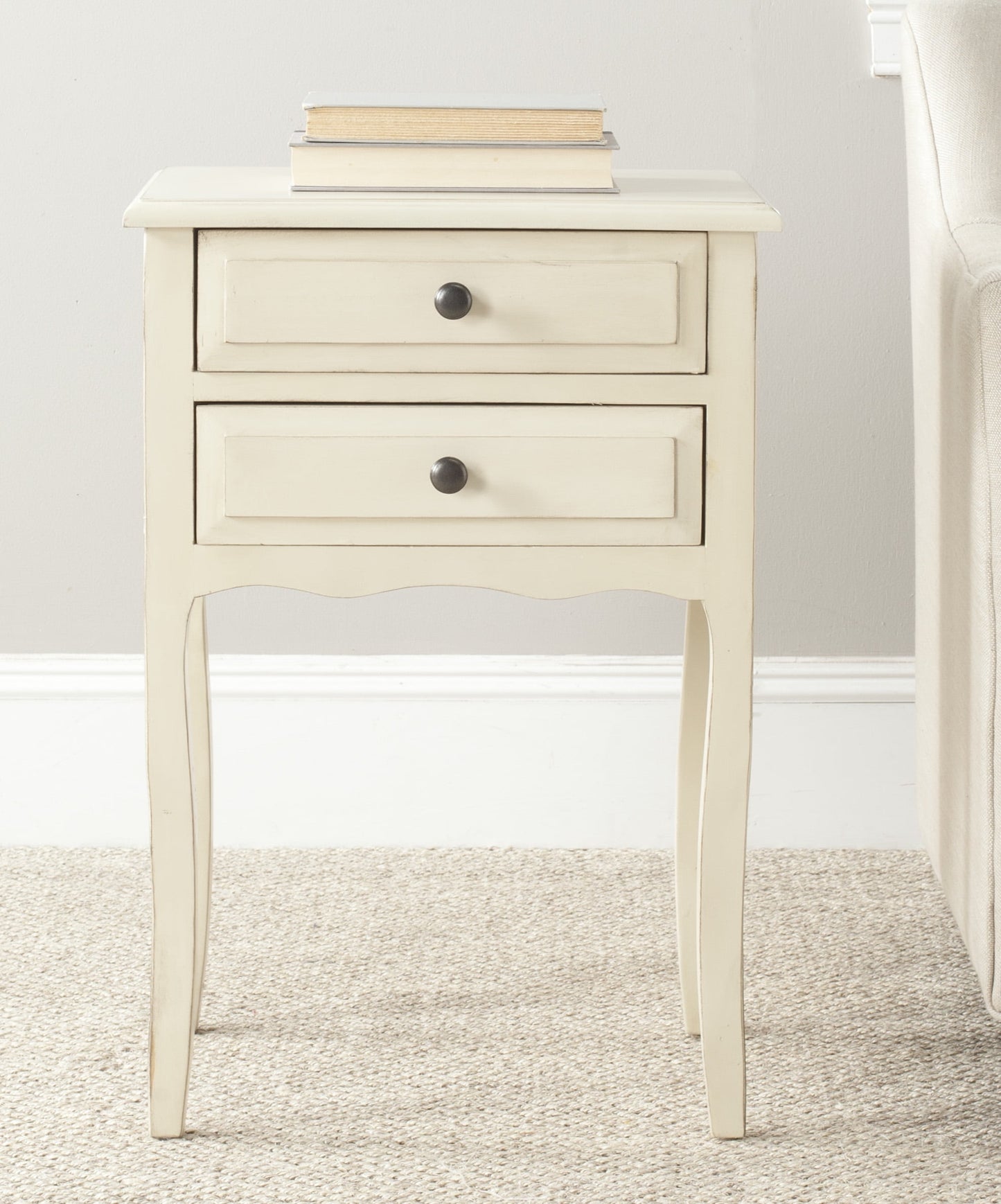 SAFAVIEH Lori Country Nautical End Table w/ 2 Storage Drawers, French Grey