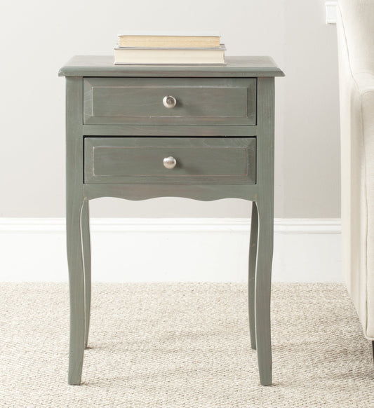 SAFAVIEH Lori Country Nautical End Table w/ 2 Storage Drawers, French Grey