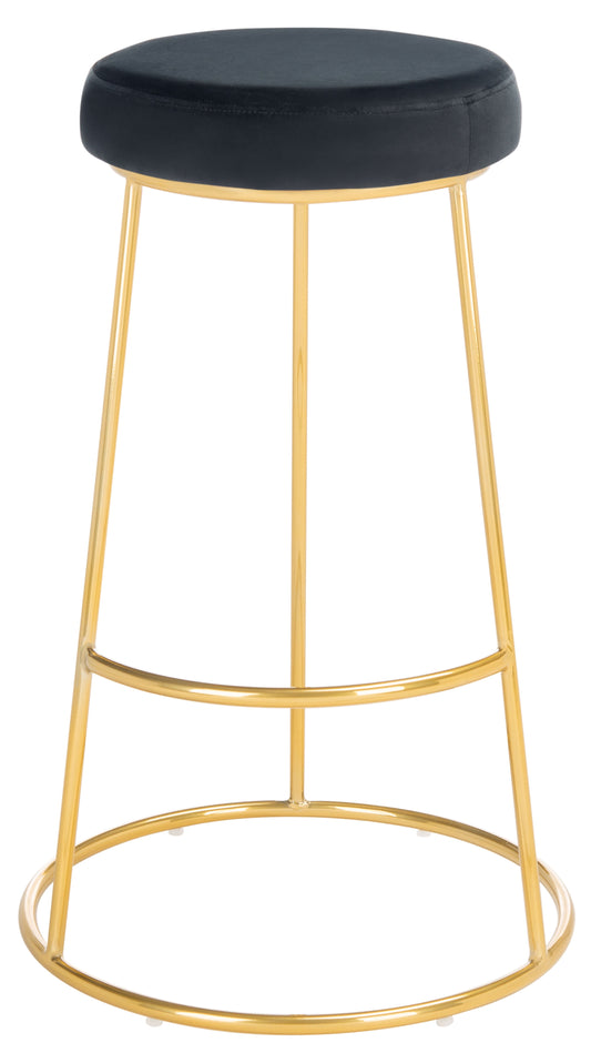 SAFAVIEH Sabina Modern Style Round Bar Stool, Black/Gold (18.5 in. W x 18.5 in. D x 29.2 in. H)