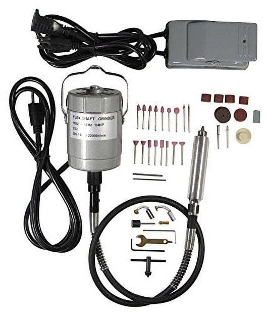 SE Flex Shaft Grinder - Electric Grinding Machine - Foot Pedal Control - Hang Motor Overhead for Easy Use - Set of 55 Pcs - 979FSG