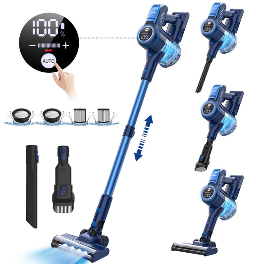 SEJOY Cordless Stick Vacuum Cleaner 25KPa with Touch Display, 60min Runtime Lightweight Vacuum Cleaners for Carpet Hardwood Floor Pet Hair