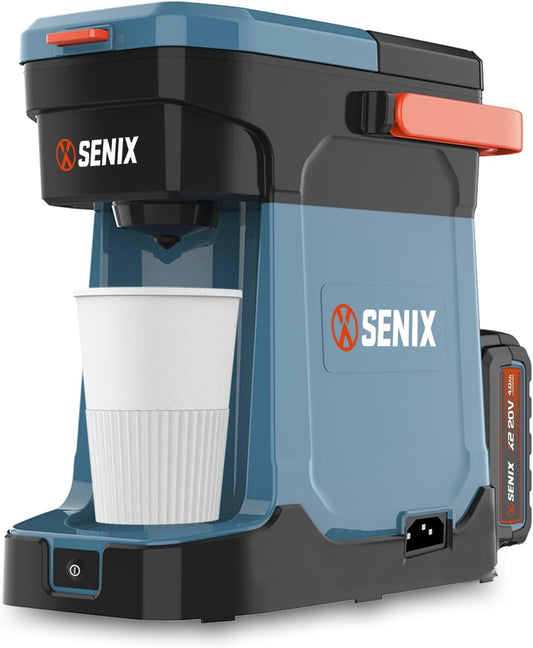 SENIX X2 20V Max* Portable Hybrid Coffee Maker, Compatible with K-Cups, Ground, Pods, 8oz Pour, Includes Battery, Charger & Power Cord (CMX2-M4)