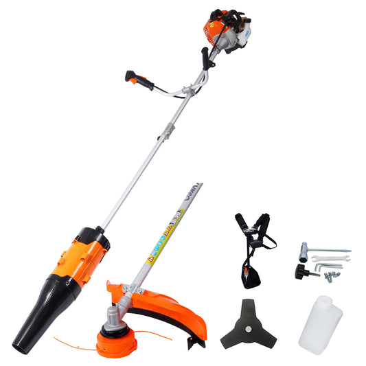 SESSLIFE 3 in 1 Weed Eater/Wacker/Blower Gas Powered, 52CC 2-Cycle Weed Trimmer Lawn Edger with 10'' Brush Cutter, Rubber Handle & Shoulder Strap, Grass String Trimmer Edgers in Lawn Garden