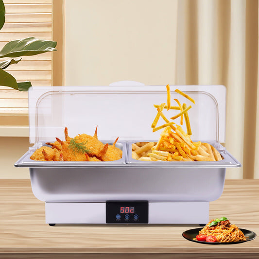 SHZICMY Commercial 2-Well Buffet Food Warmer 5.7L For Restaurants, Hotels With Half Cover