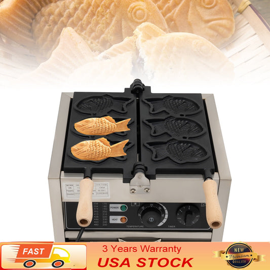 SHZICMY Commercial Taiyaki Maker 3 Well Electric Taiyaki Baker Waffle Machine Nonstick