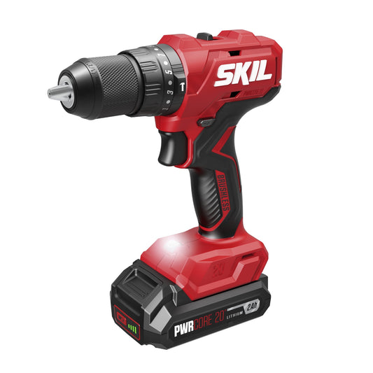 SKIL Brushless 20V Hammer Drill Kit, with 75-Pc. Drill & Drive Bit Set with Interlocking Case Including 20V 2.0Ah battery​ and Charger-HD6280B-11