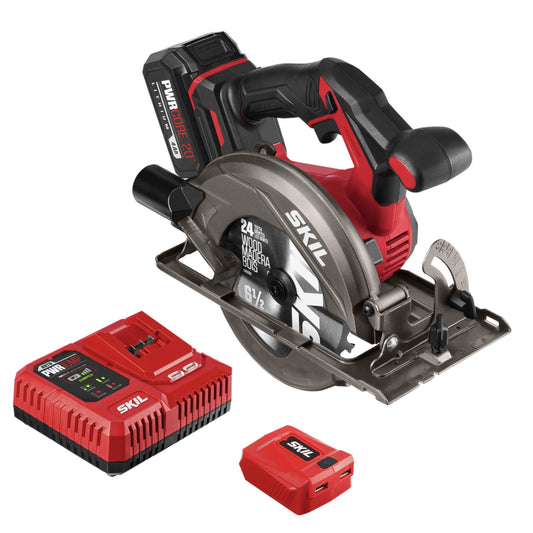 SKIL PWR CORE 20™ Brushless 20-Volt 6-1/2'' Circular saw Kit with with 4.0 Ah Lithium Battery and PWR JUMP™ Charger