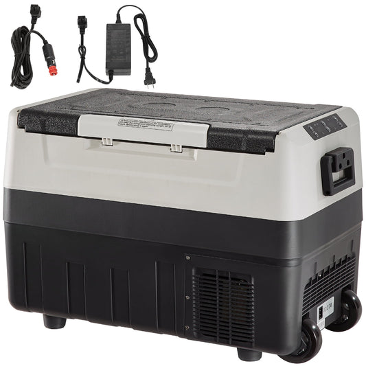 BENTISM Car Refrigerator 58Qt, 12v Portable Freezer with  Dual Zone, 12/24V DC & 110-240V AC Electric Cooler with -4℉-50℉ Cooling Range, for Car Truck Vehicle RV Boat