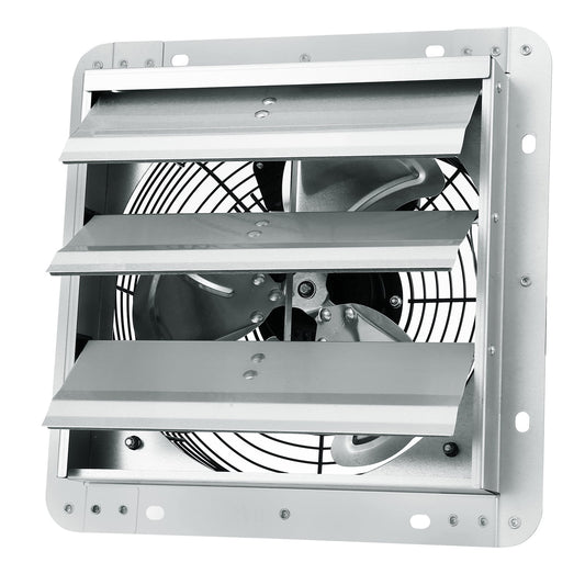 SKYSHALO 10'' Duct 820 CFM 45 Watt Galvanized Steel Shutter Exhaust Fan, 1650 RPM - Silver