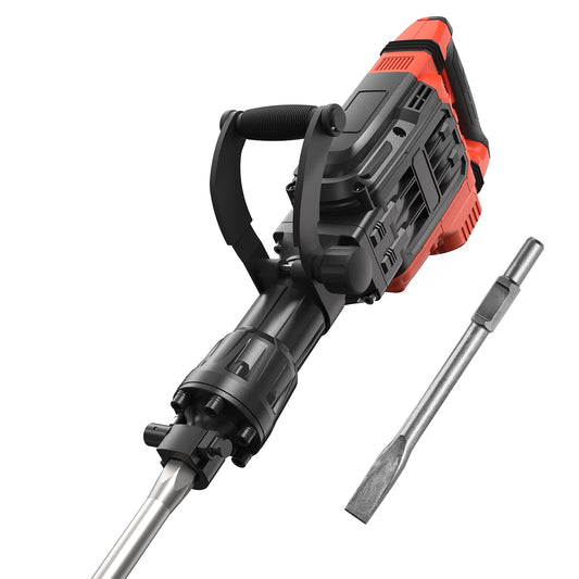 SKYSHALO 2 Chisel Heads Demolition Jack Hammer Concrete Cutter 3500W Electric Black