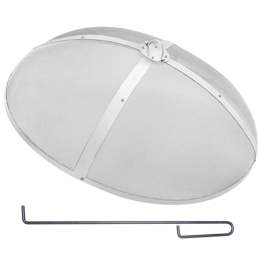 SKYSHALO 30" Round Firepit Spark Screen Cover Lid Stainless Steel Wood Burning