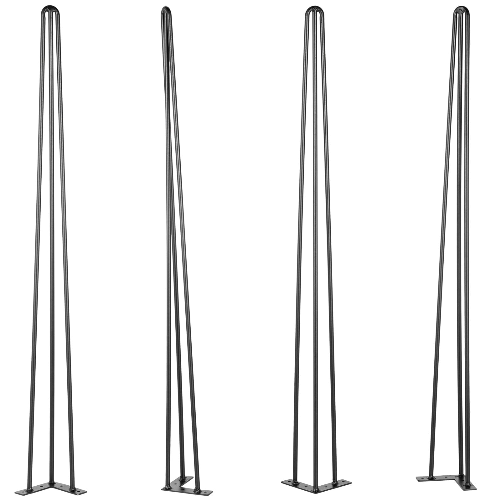 KFFKFF 30 inch Hairpin Table Legs Black Set of 4 Desk Legs Each 100lbs Capacity Hairpin Desk Legs 3 Rods for Bench Desk Dining End Table Chairs Carbon Steel DIY Table Legs Heavy Duty Furniture Legs